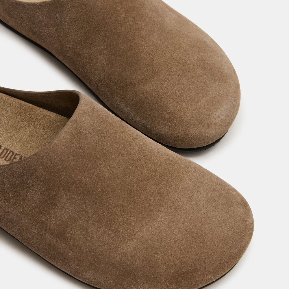 NEW Steve Madden Womens sz 7.5 Fern Taupe Suede mule shoes clog $119 msrp - Picture 4 of 6